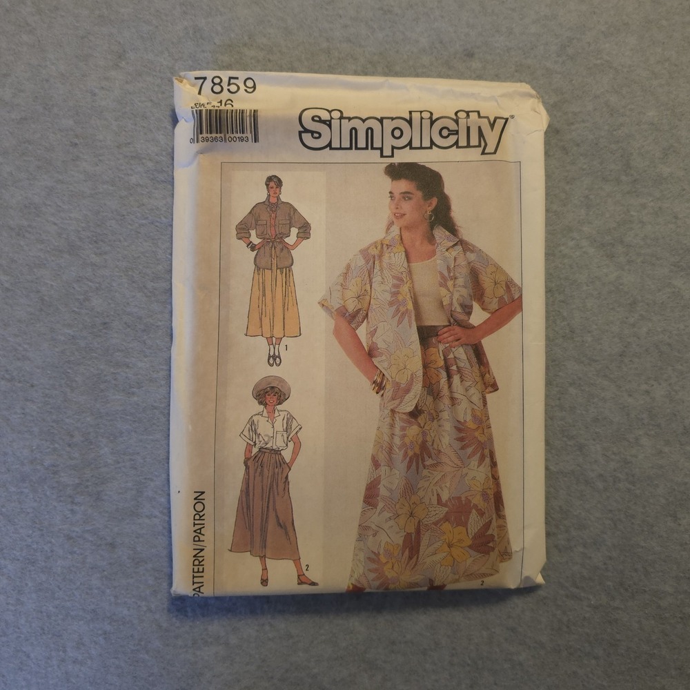 Simplicity 7859 Jacket Skirt Pants Outfit Pattern Sz 16 UNCUT Vintage 1980s
